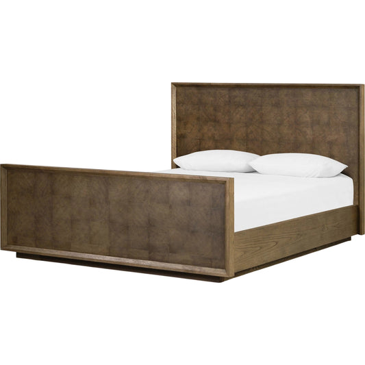 Salta Bed by Four Hands in brown oak thin oyster, brown oak thick veneer. Made from oak veneer, thin oyster cut, thick oak veneer in a unique style.