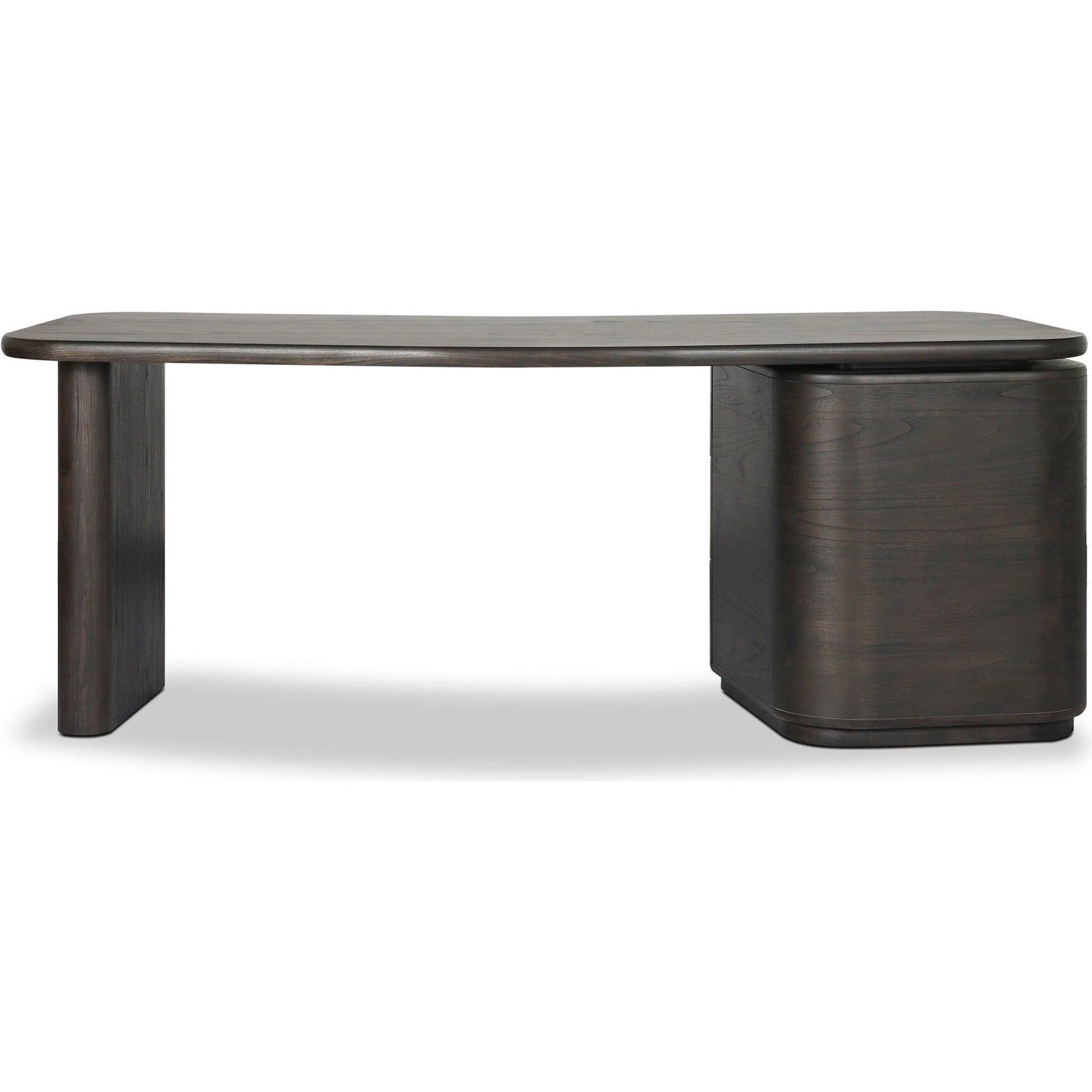 Hawthorne Desk by Four Hands in smoked black sungkai veneer. Made from thin sungkai veneer in a unique style.