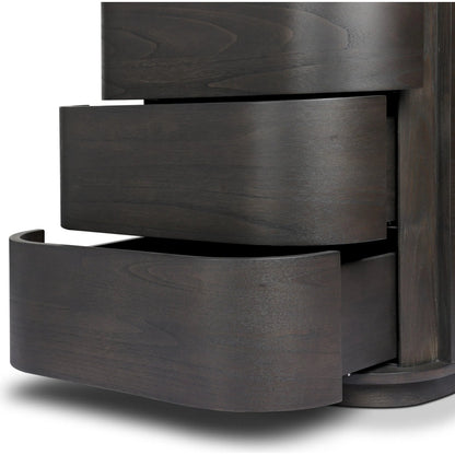 Hawthorne Desk by Four Hands in smoked black sungkai veneer. Made from thin sungkai veneer in a unique style.