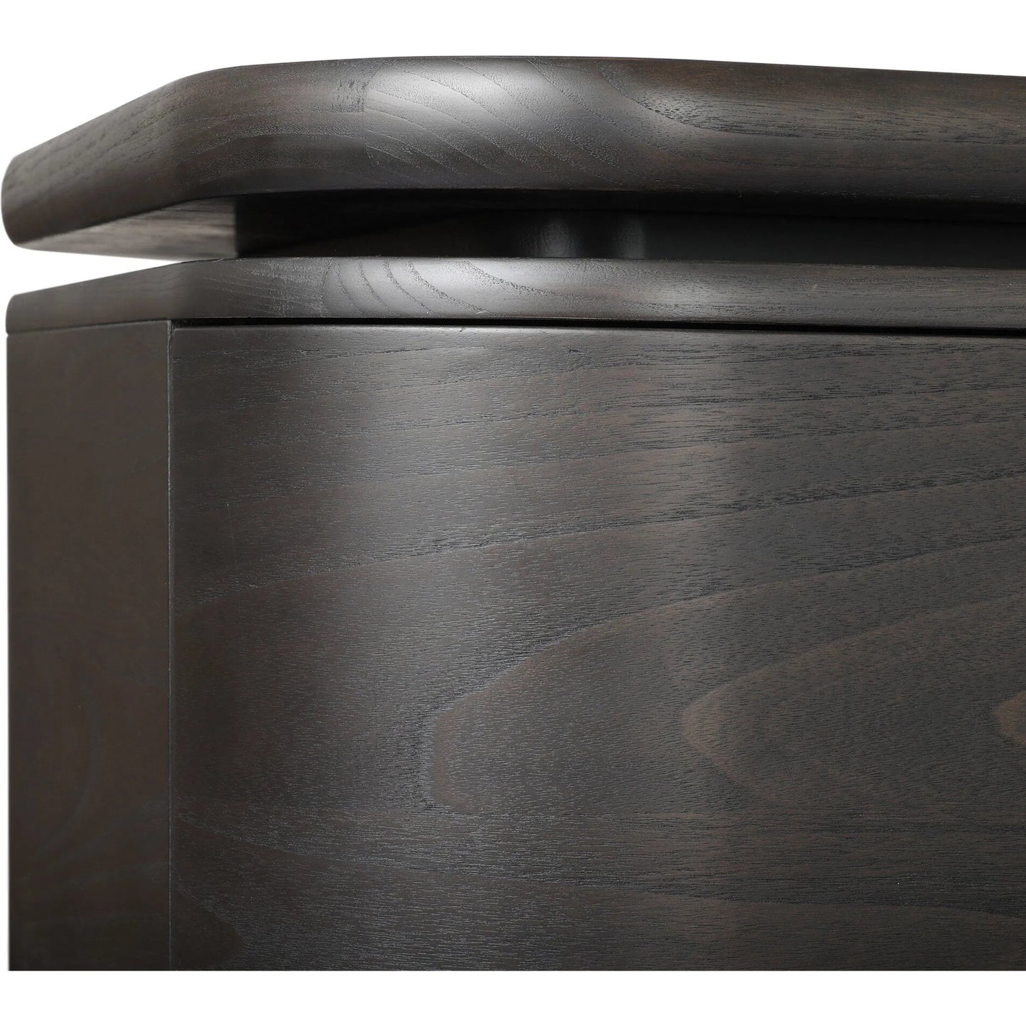 009 SI-2635227 | Closeup | Hawthorne Desk by Four Hands in smoked black sungkai veneer. Made from thin sungkai veneer in a unique style.