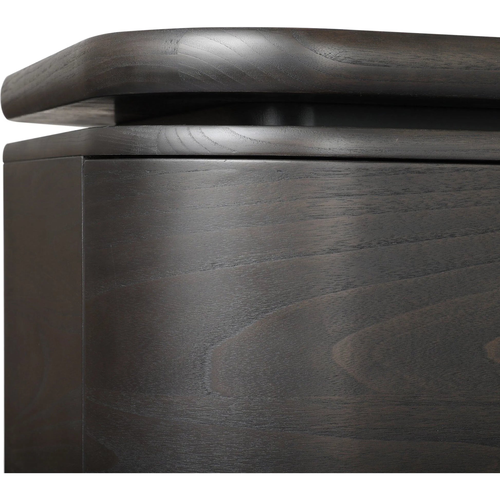 Hawthorne Desk by Four Hands in smoked black sungkai veneer. Made from thin sungkai veneer in a unique style.