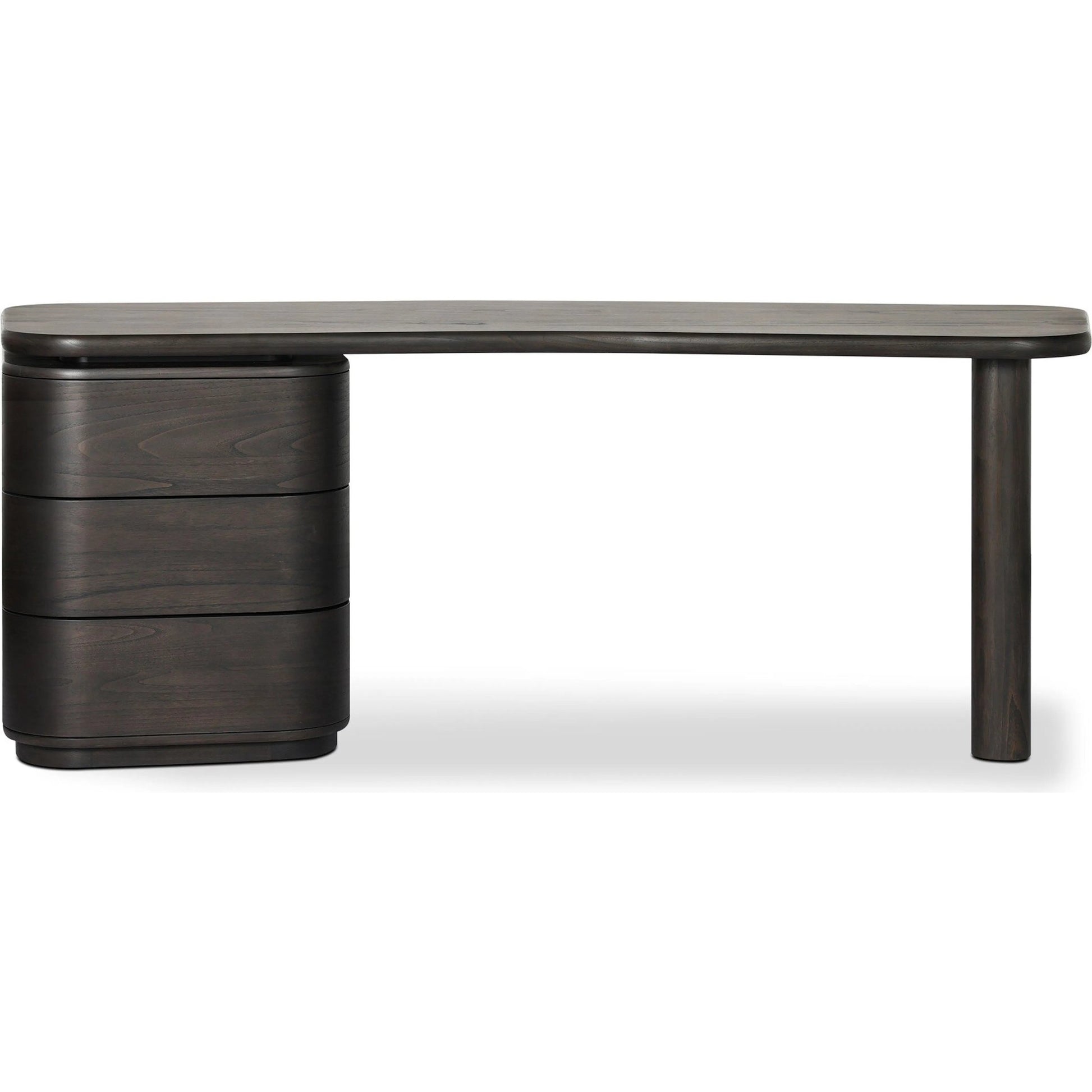Hawthorne Desk by Four Hands in smoked black sungkai veneer. Made from thin sungkai veneer in a unique style.