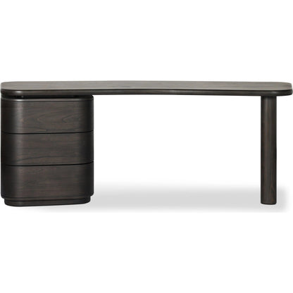Hawthorne Desk by Four Hands in smoked black sungkai veneer. Made from thin sungkai veneer in a unique style.