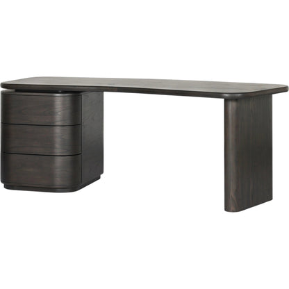 Hawthorne Desk by Four Hands in smoked black sungkai veneer. Made from thin sungkai veneer in a unique style.