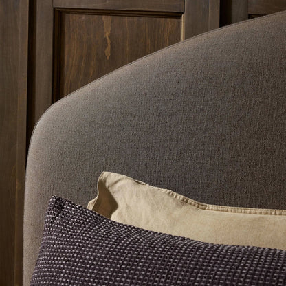 Oasley Slipcover Bed by Four Hands. Made from 61% polyester, 31% viscose (rayon), 8% flax/linen, solid parawood in a unique style.