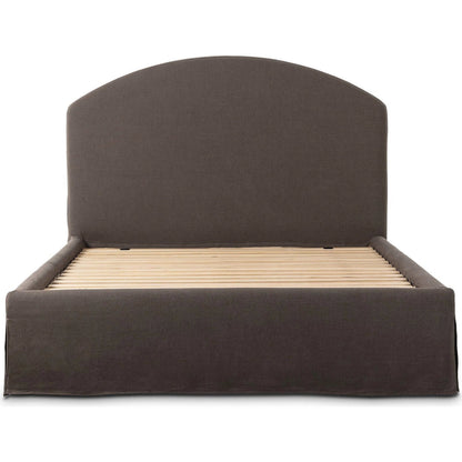 Oasley Slipcover Bed by Four Hands. Made from 61% polyester, 31% viscose (rayon), 8% flax/linen, solid parawood in a unique style.