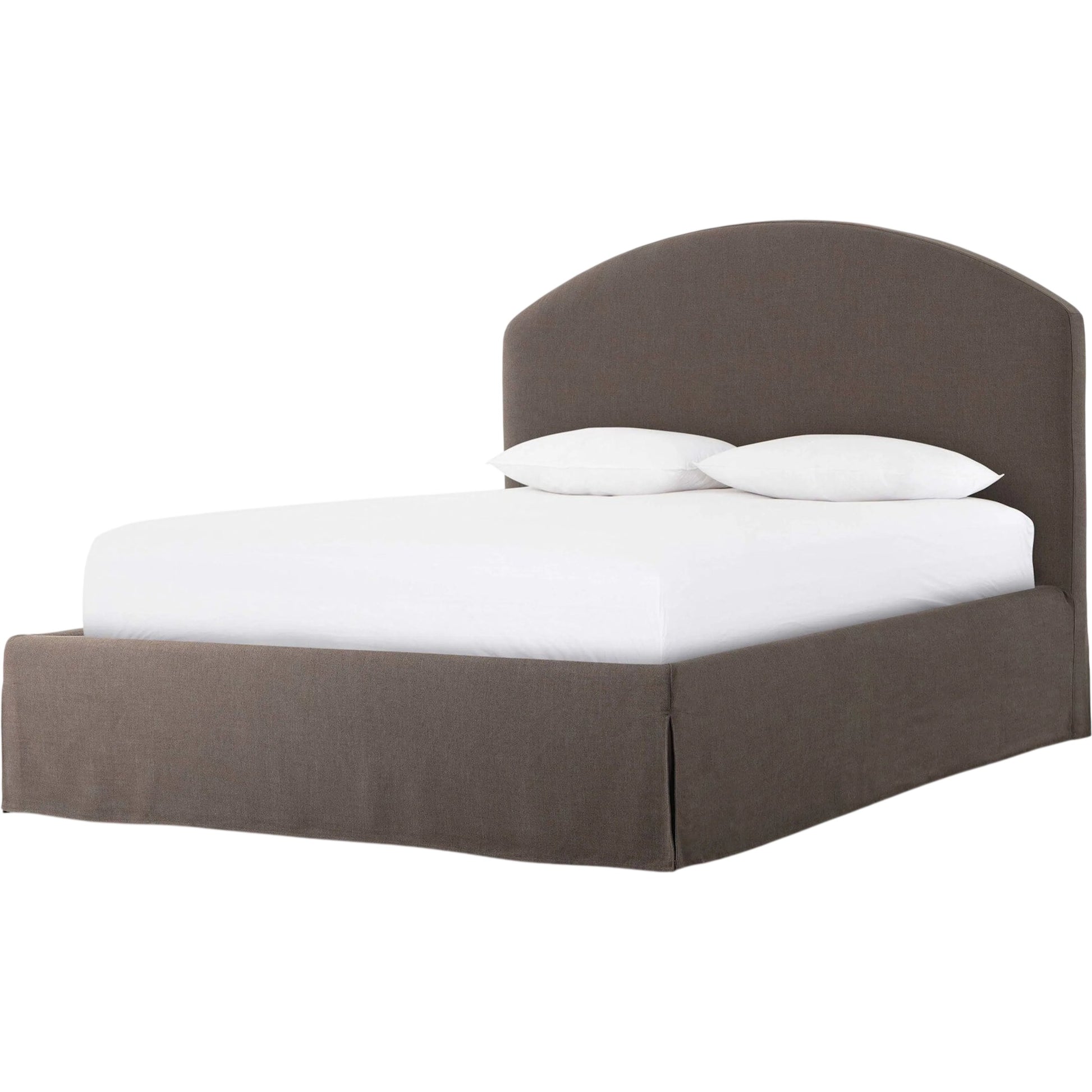 Oasley Slipcover Bed by Four Hands. Made from 61% polyester, 31% viscose (rayon), 8% flax/linen, solid parawood in a unique style.