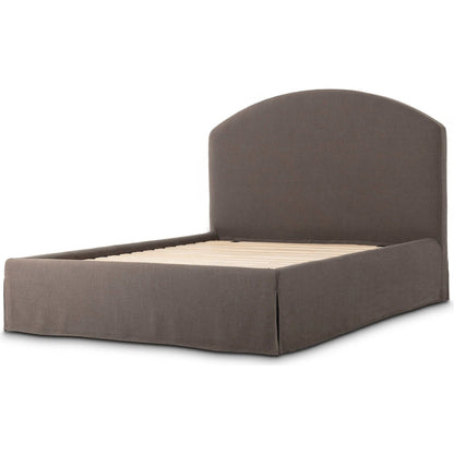 Oasley Slipcover Bed by Four Hands. Made from 61% polyester, 31% viscose (rayon), 8% flax/linen, solid parawood in a unique style.