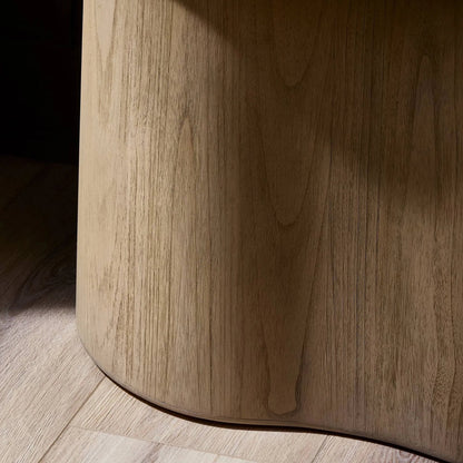 Lando Nightstand by Four Hands in sand marble, sandy sungkai, sandy sungkai veneer. Made from solid marble, solid sungkai, thin sungkai veneer in a unique style.