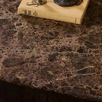 Tori Coffee Table by Four Hands in brown marble. Made from solid marble, solid mango in a unique style.
