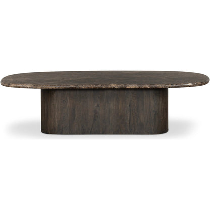 Tori Coffee Table by Four Hands in brown marble. Made from solid marble, solid mango in a unique style.
