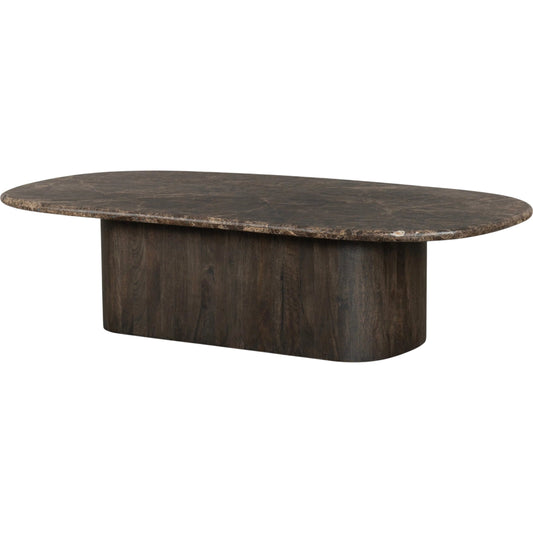 Tori Coffee Table by Four Hands in brown marble. Made from solid marble, solid mango in a unique style.