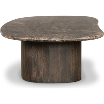 Tori Coffee Table by Four Hands in brown marble. Made from solid marble, solid mango in a unique style.