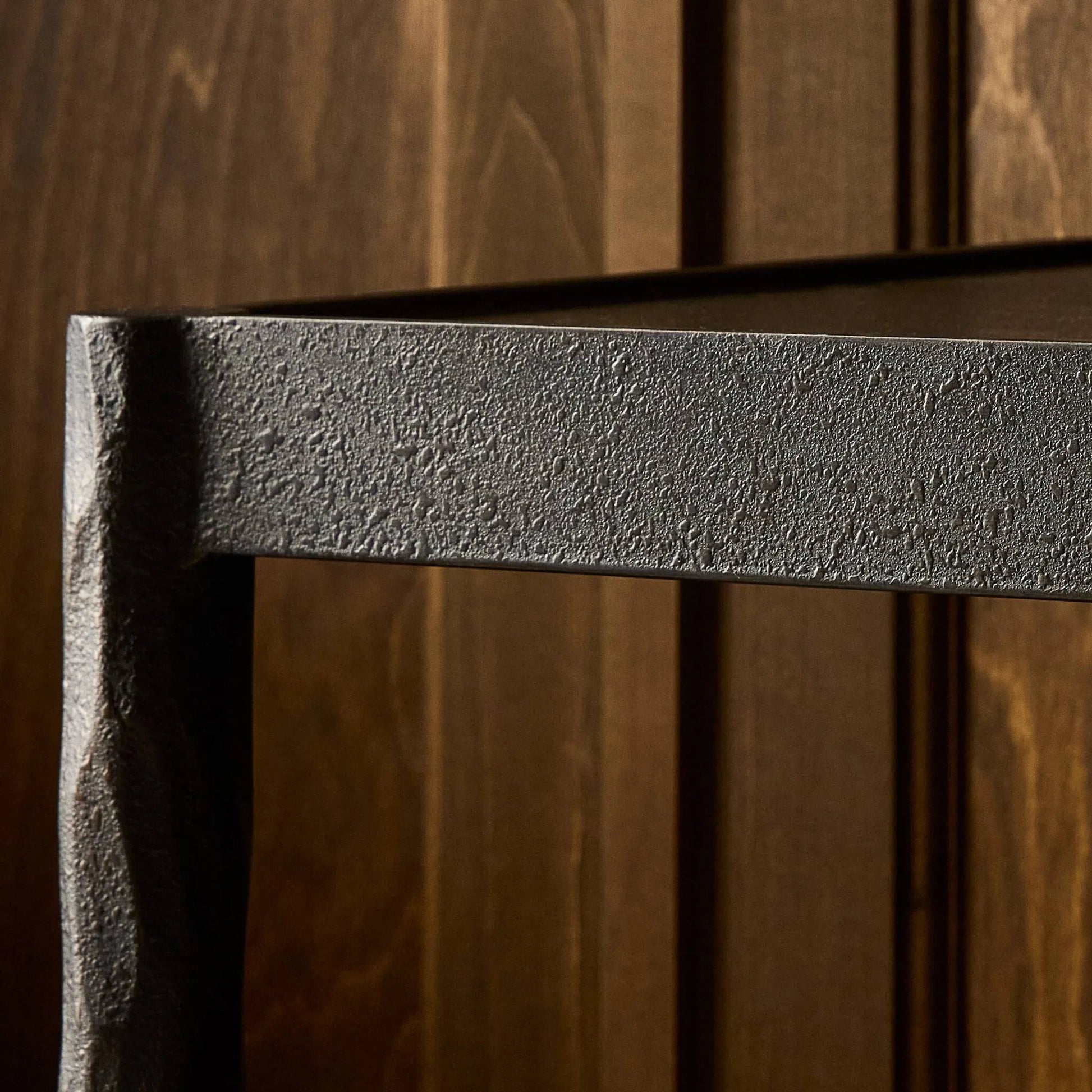 Jade Console Table by Four Hands in textured bronze, hammered bronze. Made from iron in a unique style.