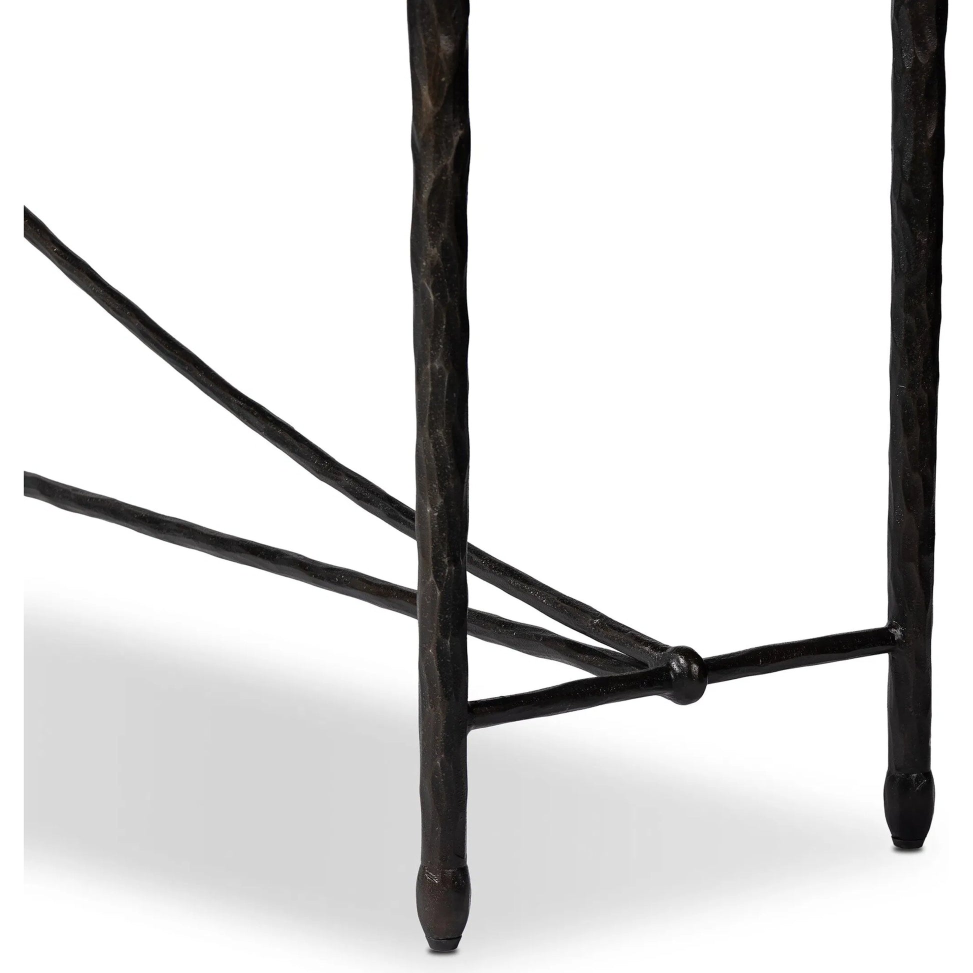 Jade Console Table by Four Hands in textured bronze, hammered bronze. Made from iron in a unique style.
