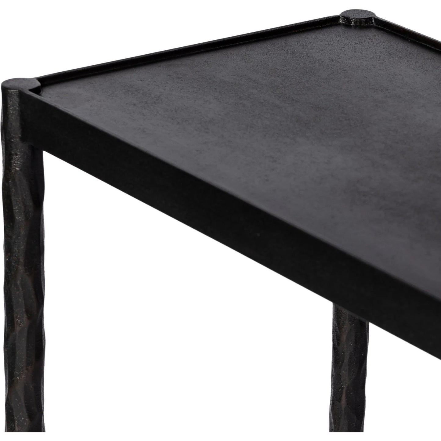 008 SI-2531639 | Closeup | Jade Console Table by Four Hands in textured bronze, hammered bronze. Made from iron in a unique style.