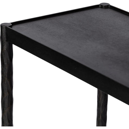 Jade Console Table by Four Hands in textured bronze, hammered bronze. Made from iron in a unique style.