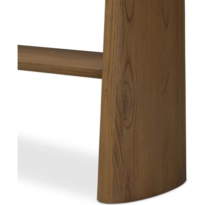 Terry Console Table by Four Hands in sand marble, sandy sungkai, sandy sungkai veneer. Made from solid marble, solid sungkai, thin sungkai veneer in a unique style.