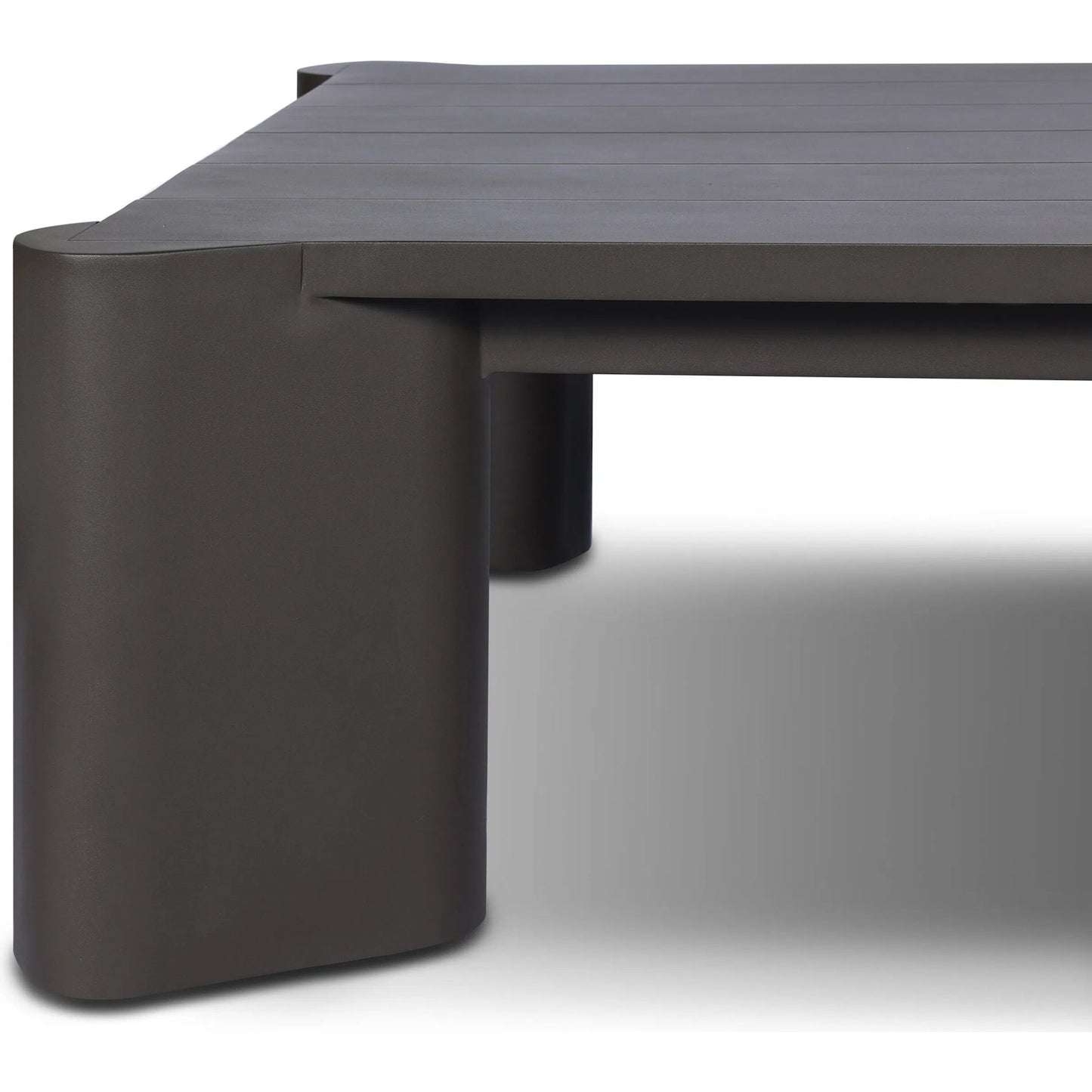009 SI-2535338 | Closeup | Soho Outdoor Metal Coffee Table by Four Hands in bronze. Made from aluminum in a unique style.