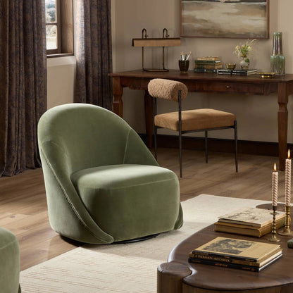Vereb Swivel Chair by Four Hands in surrey sage. Made from 76.8% cotton, 23.2% polyester in a unique style.