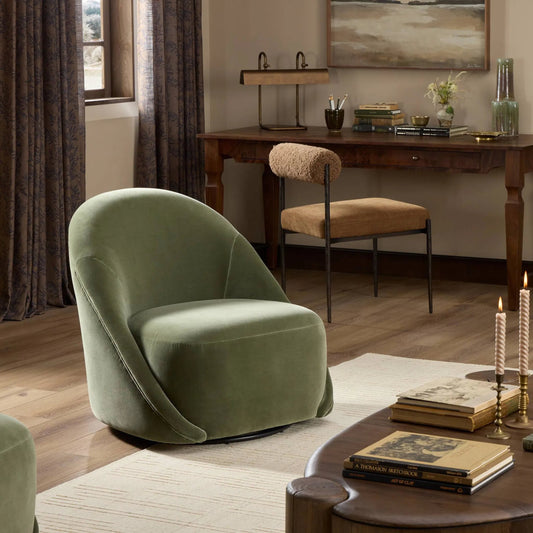 Vereb Swivel Chair by Four Hands in surrey sage. Made from 76.8% cotton, 23.2% polyester in a unique style.