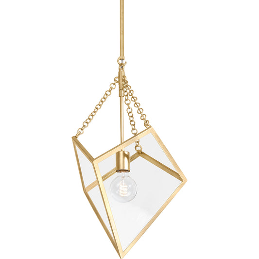 Brookfield 1 Light Lantern by Hudson Valley in vintage gold leaf. Made from iron in a modern style.