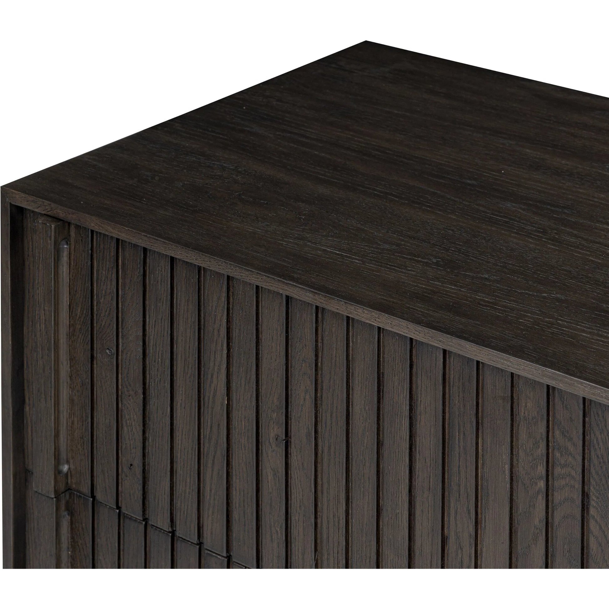 Leo 5-Drawer Dresser by Four Hands in smoked black veneer. Made from thick oak veneer, solid oak in a unique style.