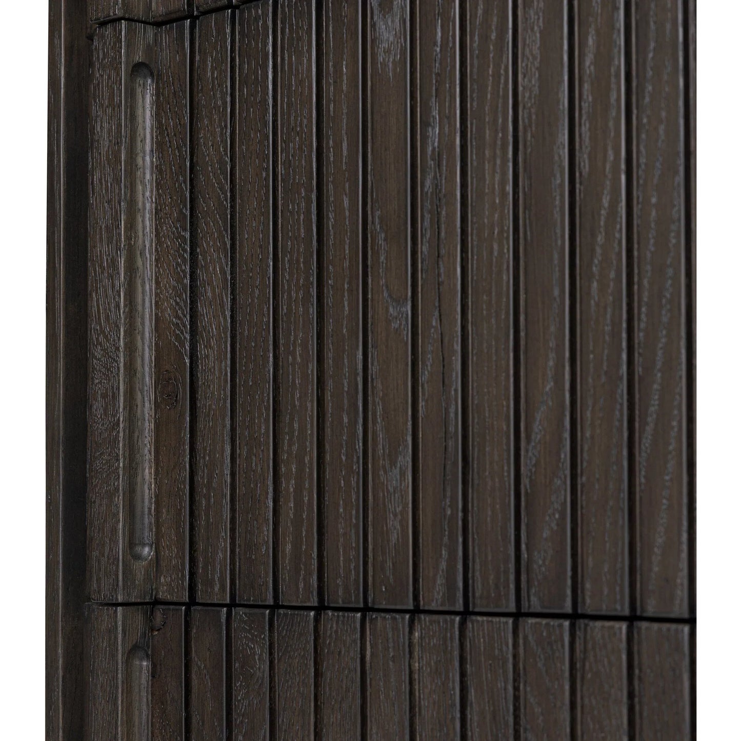 010 SI-2535198 | Closeup | Leo 5-Drawer Dresser by Four Hands in smoked black veneer. Made from thick oak veneer, solid oak in a unique style.