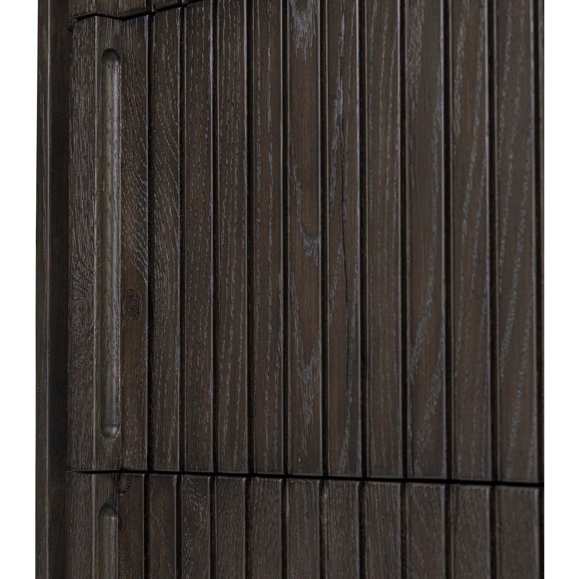 Leo 5-Drawer Dresser by Four Hands in smoked black veneer. Made from thick oak veneer, solid oak in a unique style.