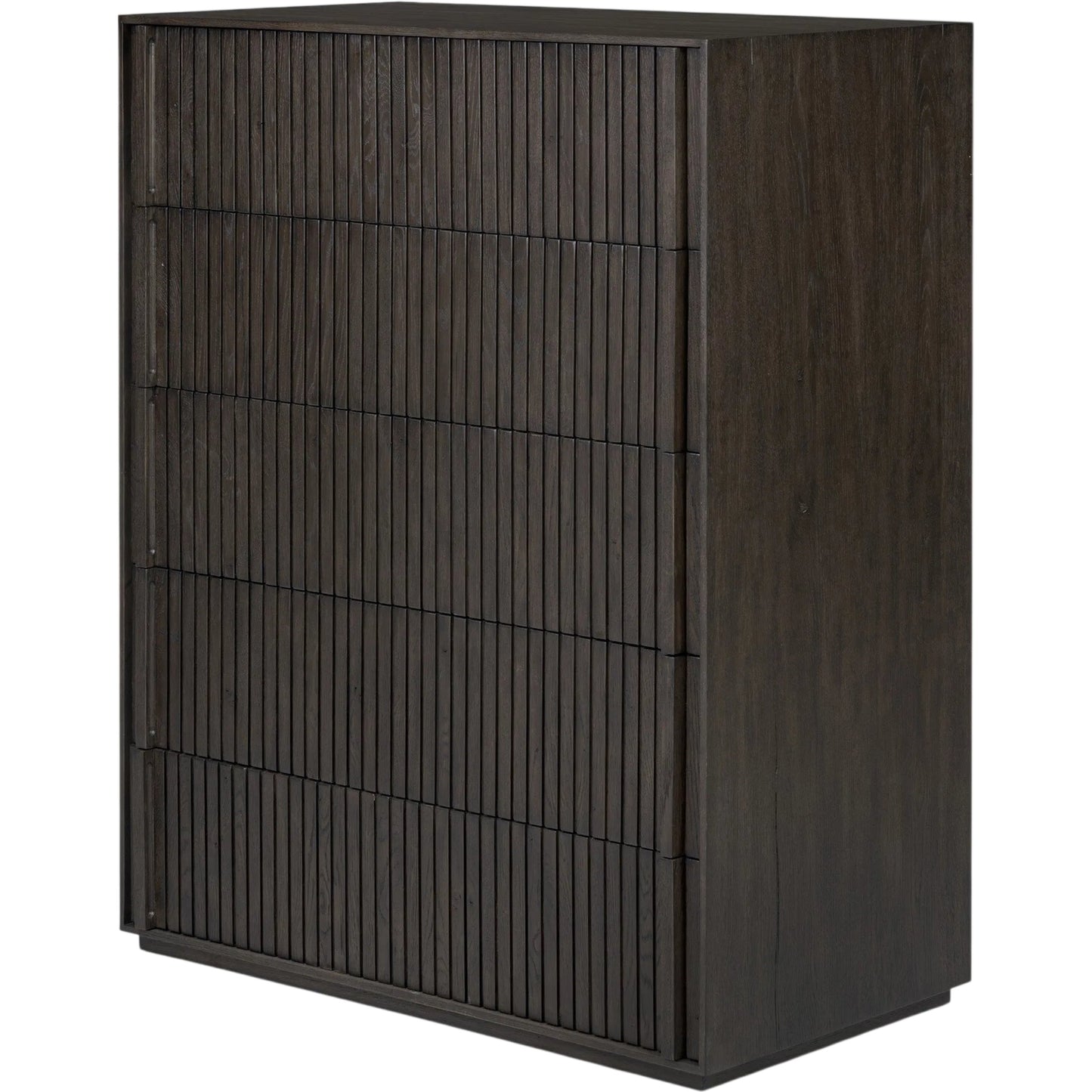 001 SI-2535198 | Primary Silo | Leo 5-Drawer Dresser by Four Hands in smoked black veneer. Made from thick oak veneer, solid oak in a unique style.