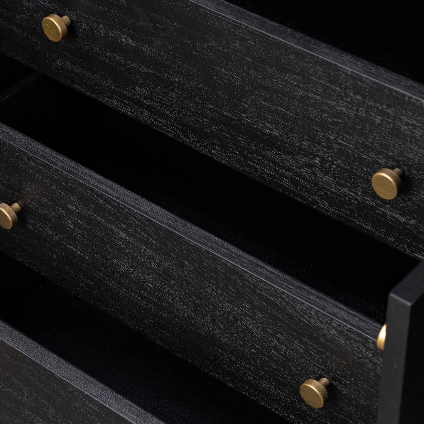 028 SI-2535373 | Closeup | Sullivan Media Console by Four Hands. Made from acacia veneer, solid acacia in a unique style.