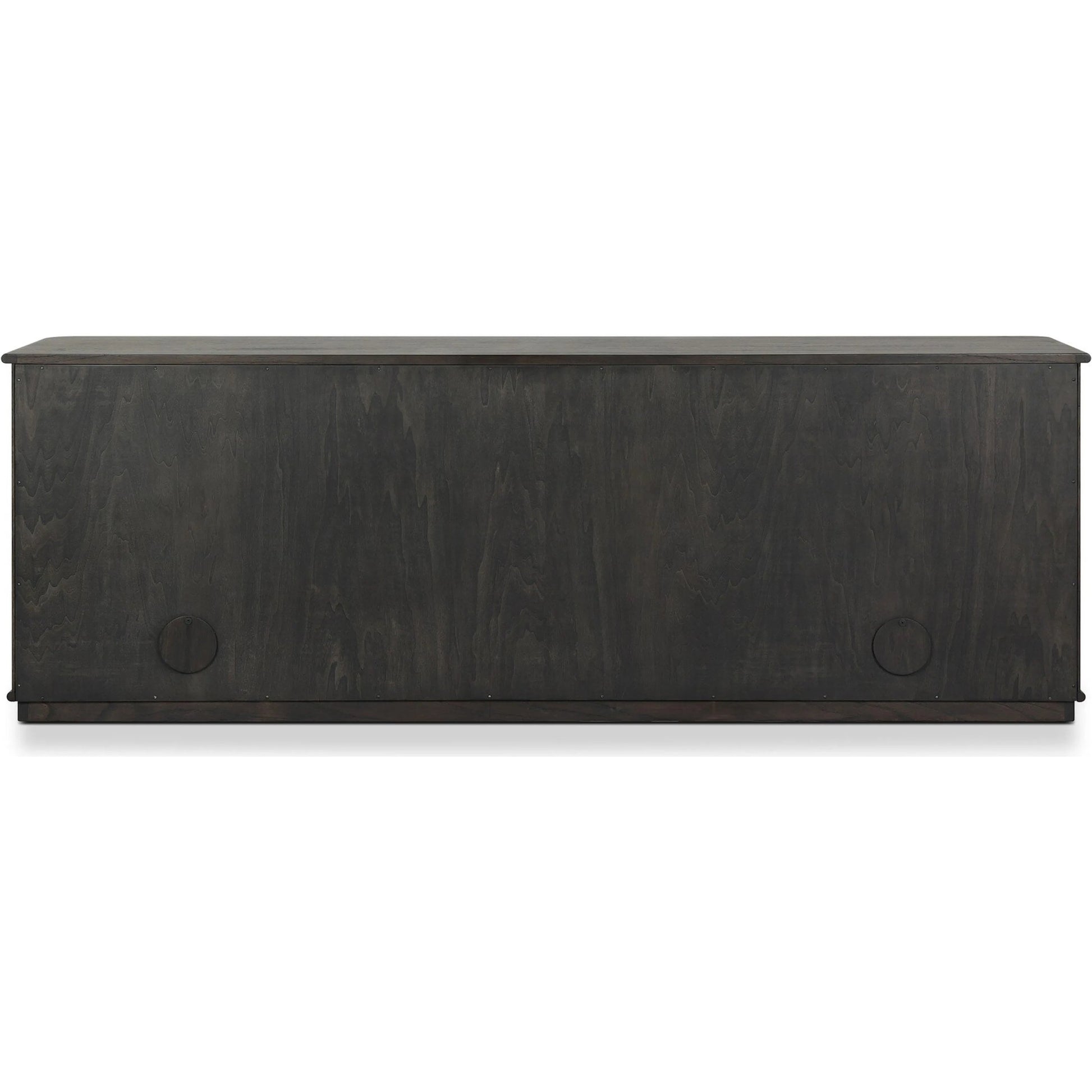 Ona Media Console by Four Hands in smoked black mindi, smoked black mindi veneer. Made from solid mindi, mindi veneer in a transitional style.