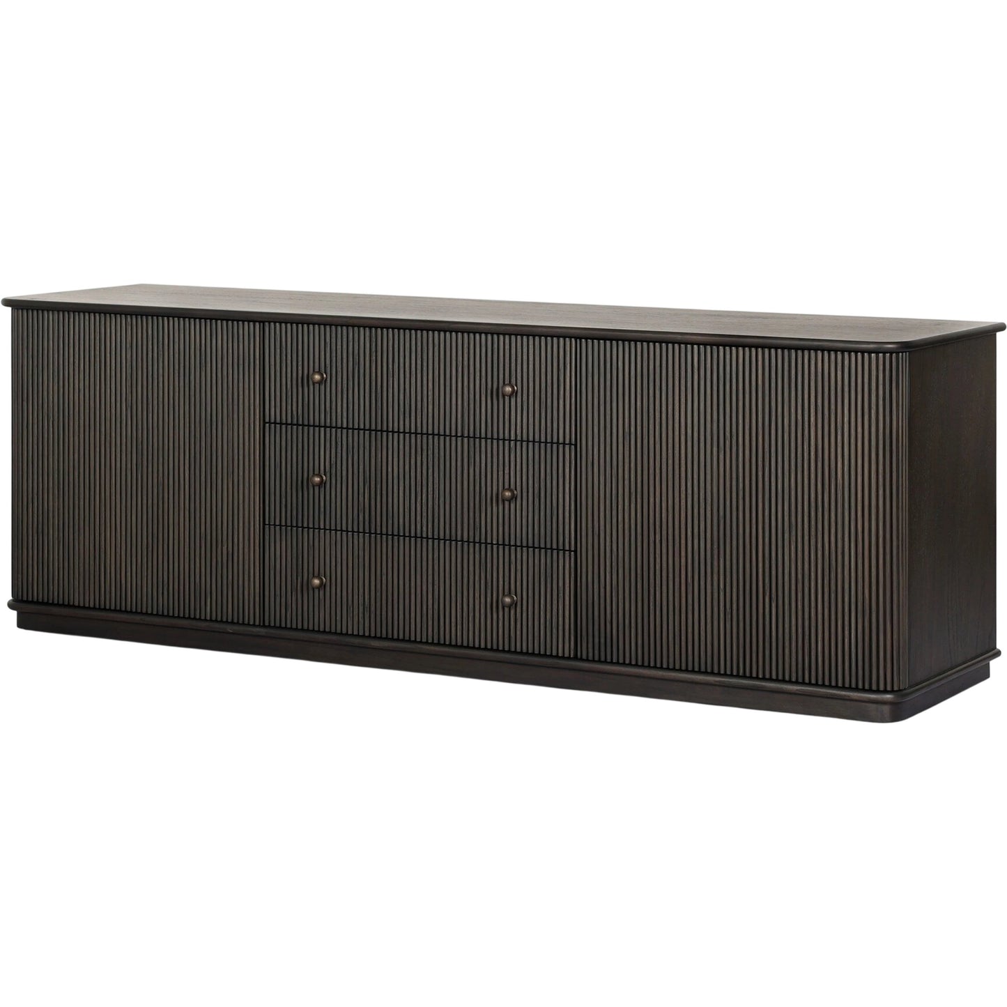 024 SI-2635234 | Primary Silo | Ona Media Console by Four Hands in smoked black mindi, smoked black mindi veneer. Made from solid mindi, mindi veneer in a transitional style.