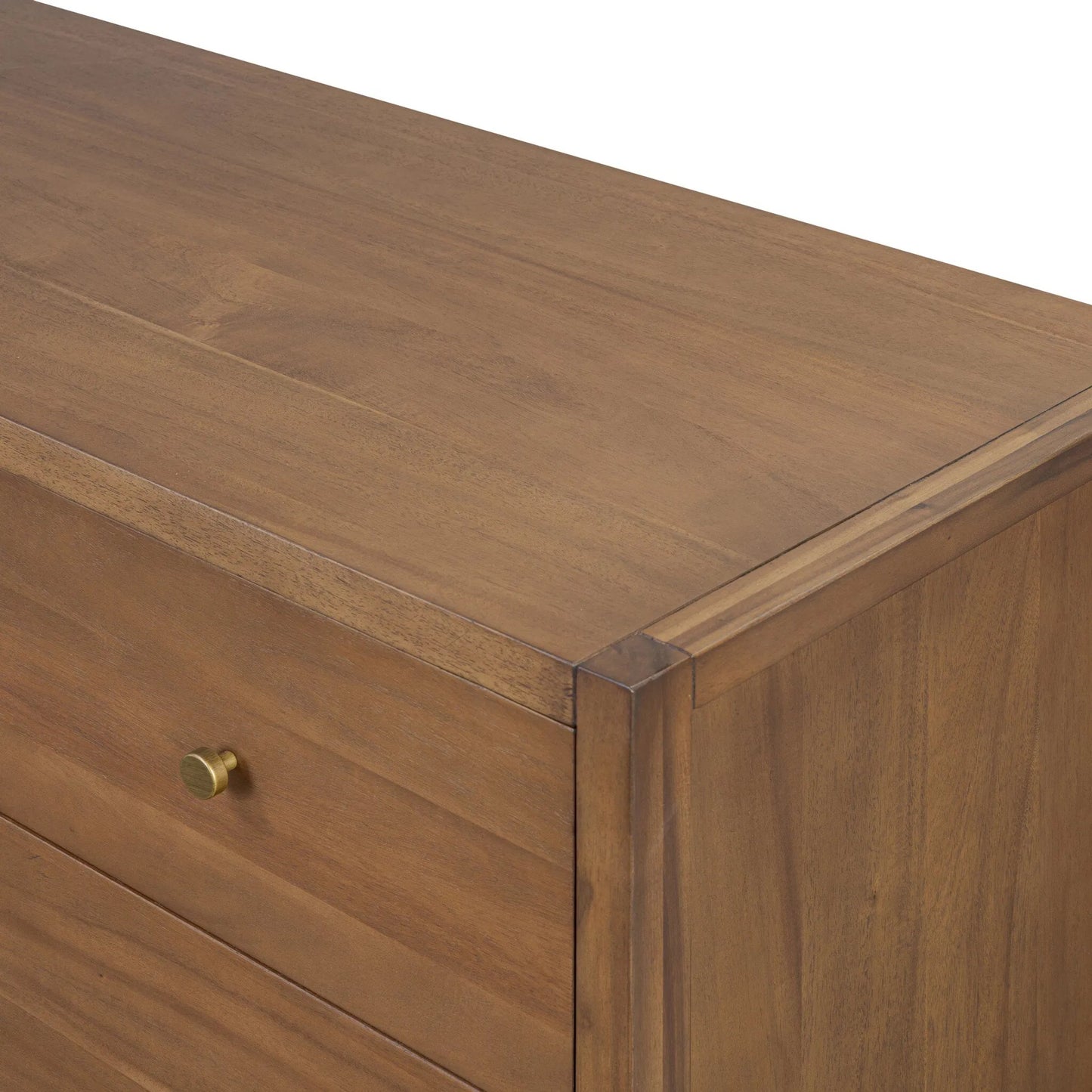 009 SI-2531705 | Closeup | Sullivan 8 Drawer Dresser by Four Hands in saddle tan veneer. Made from acacia veneer, solid acacia in a unique style.