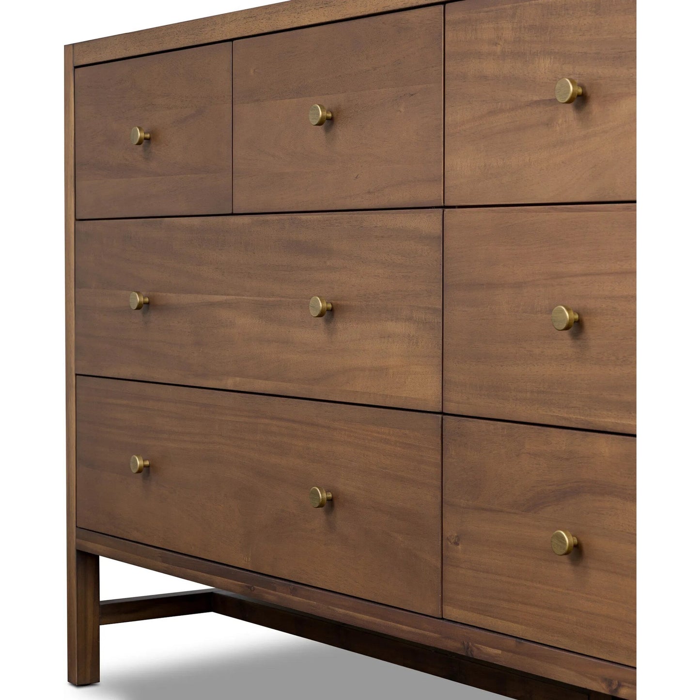 013 SI-2531705 | Closeup | Sullivan 8 Drawer Dresser by Four Hands in saddle tan veneer. Made from acacia veneer, solid acacia in a unique style.
