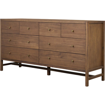 Sullivan 8 Drawer Dresser by Four Hands in saddle tan veneer. Made from acacia veneer, solid acacia in a unique style.