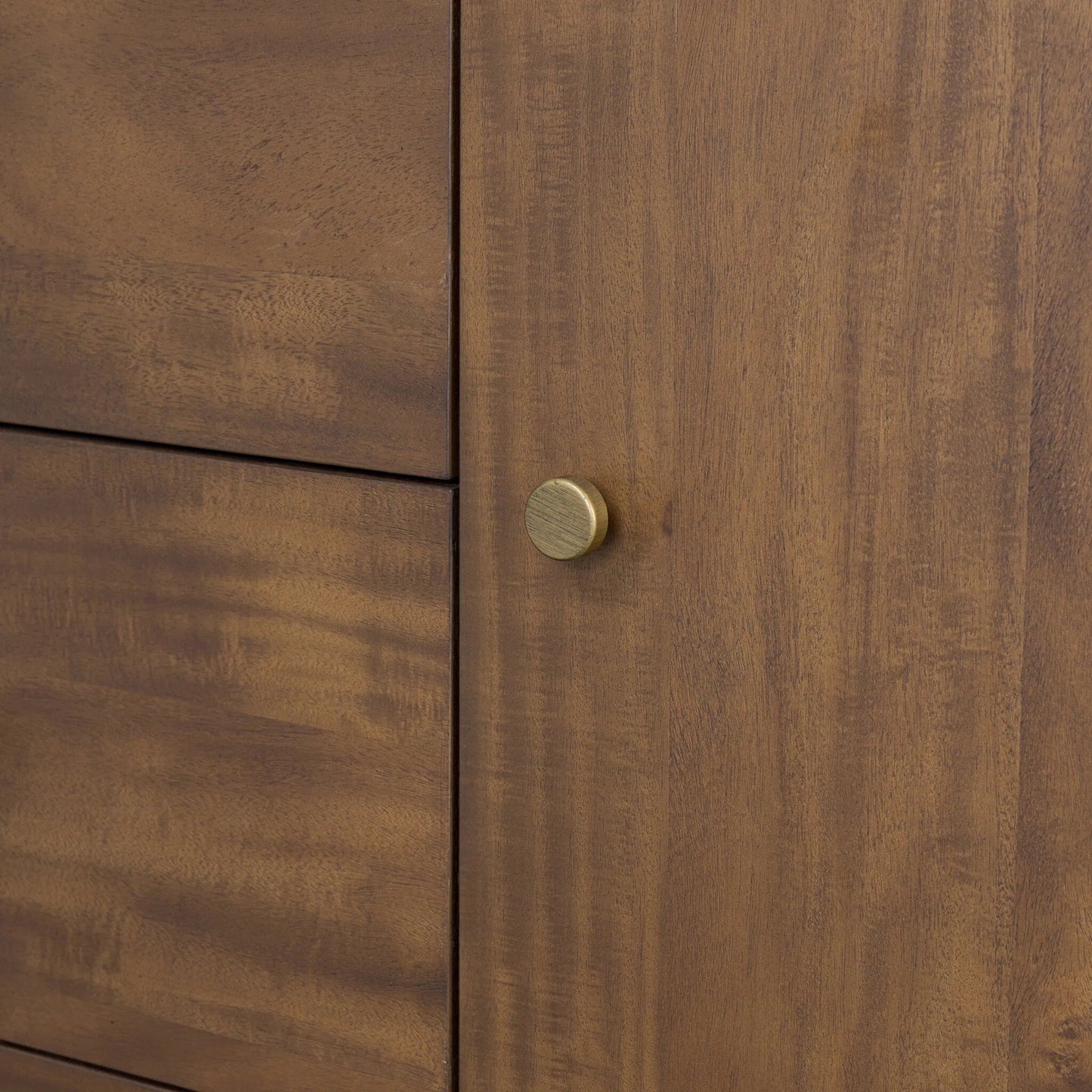 012 SI-2535372 | Closeup | Sullivan Chest by Four Hands in saddle tan veneer. Made from acacia veneer, solid acacia in a unique style.