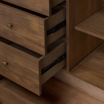 Sullivan Chest by Four Hands in saddle tan veneer. Made from acacia veneer, solid acacia in a unique style.