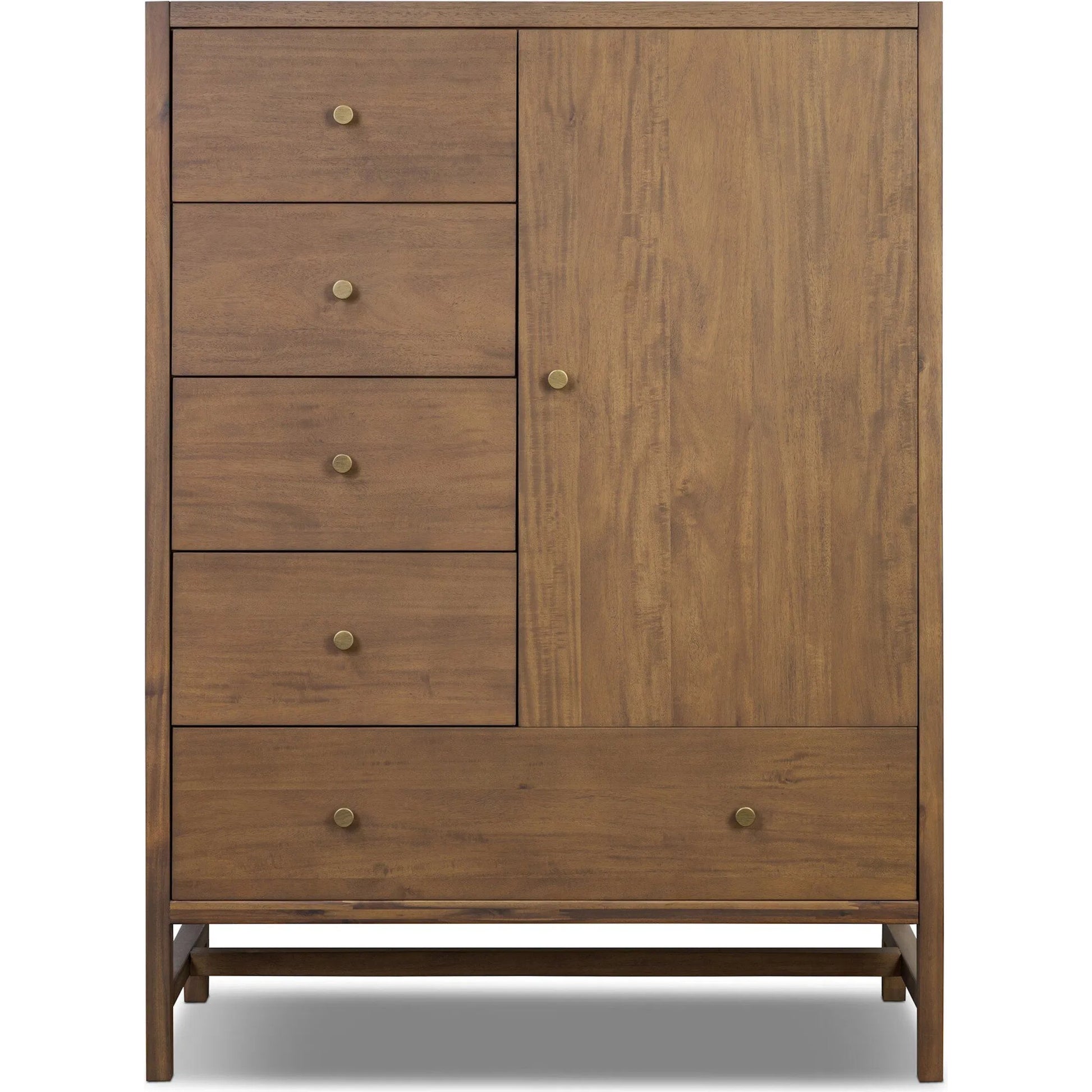 Sullivan Chest by Four Hands in saddle tan veneer. Made from acacia veneer, solid acacia in a unique style.