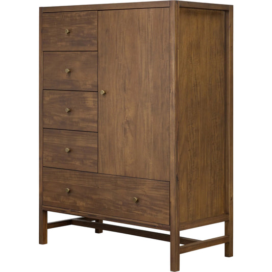 Sullivan Chest by Four Hands in saddle tan veneer. Made from acacia veneer, solid acacia in a unique style.