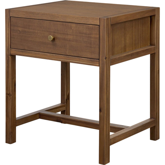 Sullivan Small Nightstand by Four Hands in saddle tan veneer. Made from acacia veneer, solid acacia in a unique style.