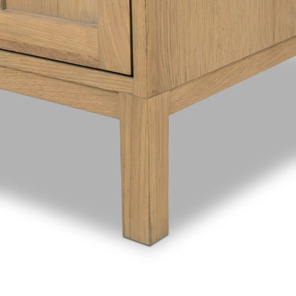 Alessio Nightstand by Four Hands. Made from solid oak, thick oak veneer in a transitional style.