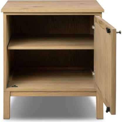 Alessio Nightstand by Four Hands. Made from solid oak, thick oak veneer in a transitional style.