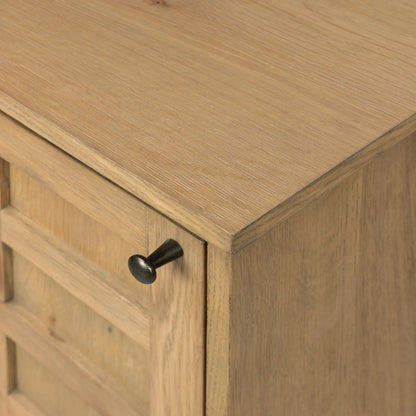 Alessio Nightstand by Four Hands. Made from solid oak, thick oak veneer in a transitional style.