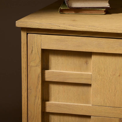 Alessio Nightstand by Four Hands. Made from solid oak, thick oak veneer in a transitional style.