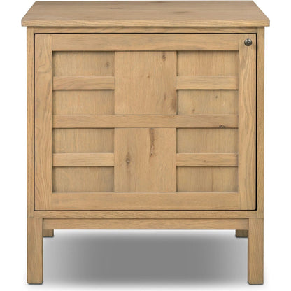 Alessio Nightstand by Four Hands. Made from solid oak, thick oak veneer in a transitional style.