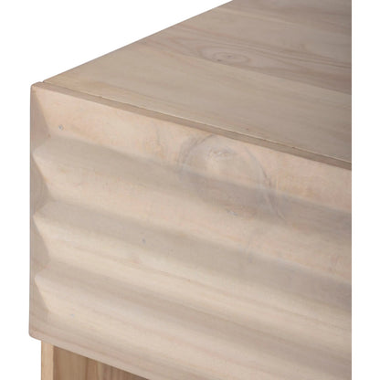 Tussac Nightstand by Four Hands in natural white neem, carved natural white neem. Made from solid neem wood in a traditional style.