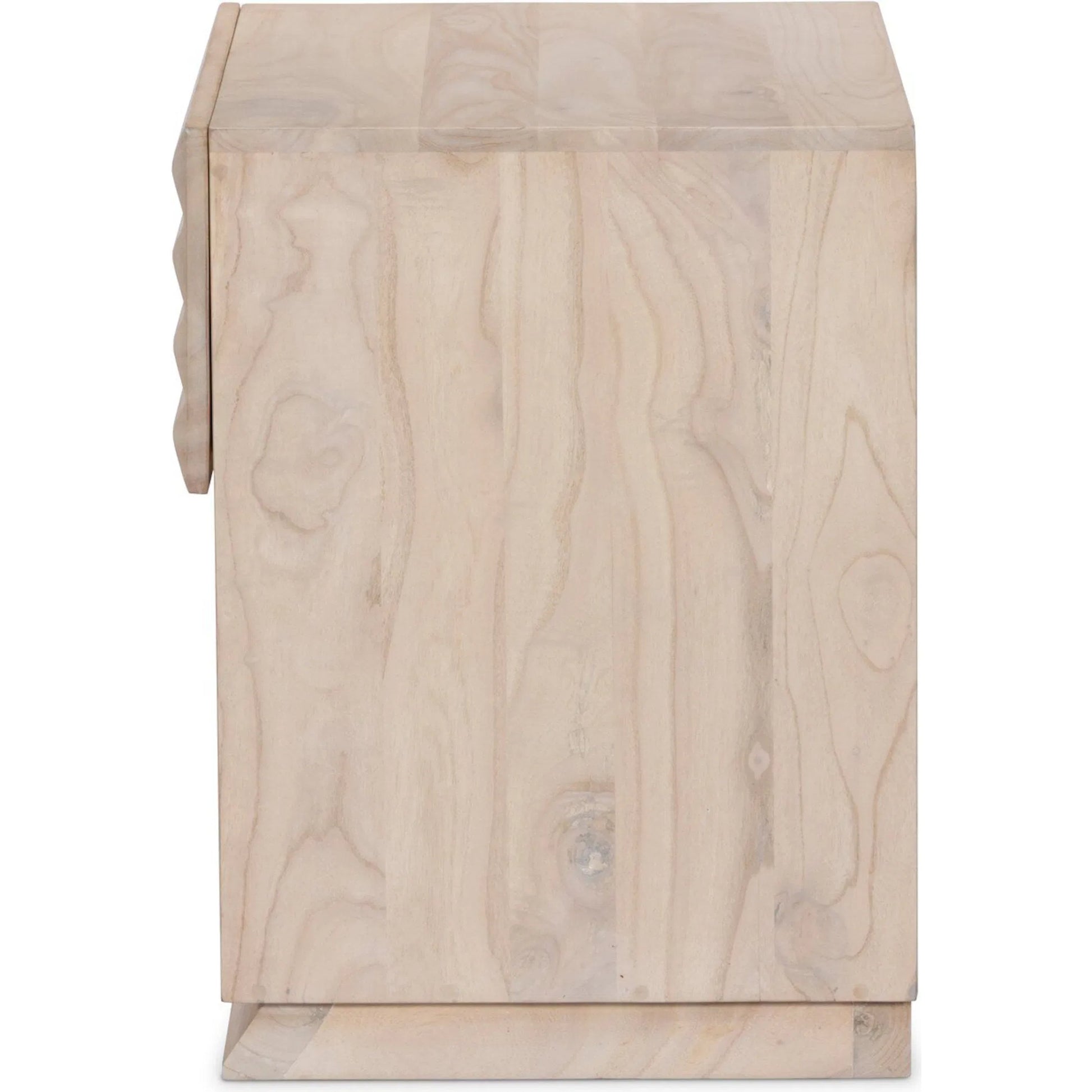 Tussac Nightstand by Four Hands in natural white neem, carved natural white neem. Made from solid neem wood in a traditional style.