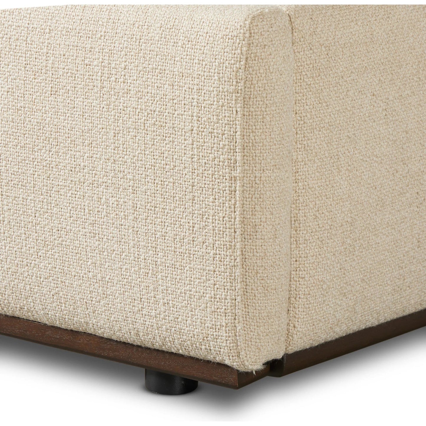 009 SI-2473227,SI-2473228 | Closeup | Colt Platform Bed by Four Hands in irving flax, aged sienna. Made from 56% polyester, 44% acrylic, solid rosa morada in a transitional style.