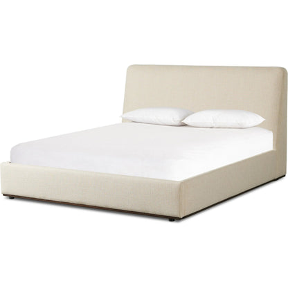 Colt Platform Bed by Four Hands in irving flax, aged sienna. Made from 56% polyester, 44% acrylic, solid rosa morada in a transitional style.